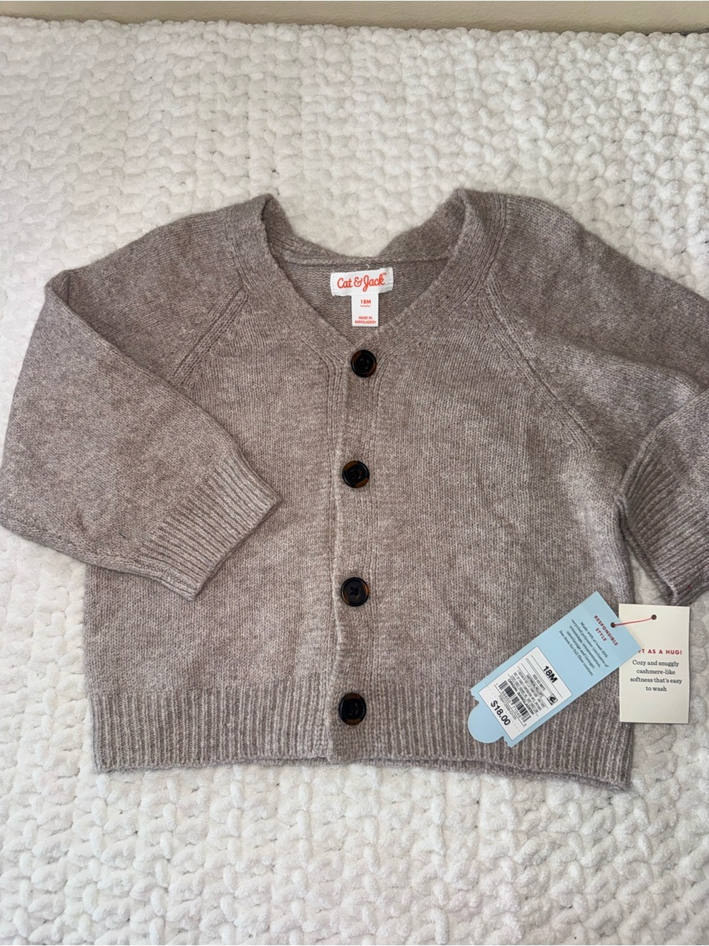 Cat & Jack Toddler Neutral Gray Knit Cardigan Jacket